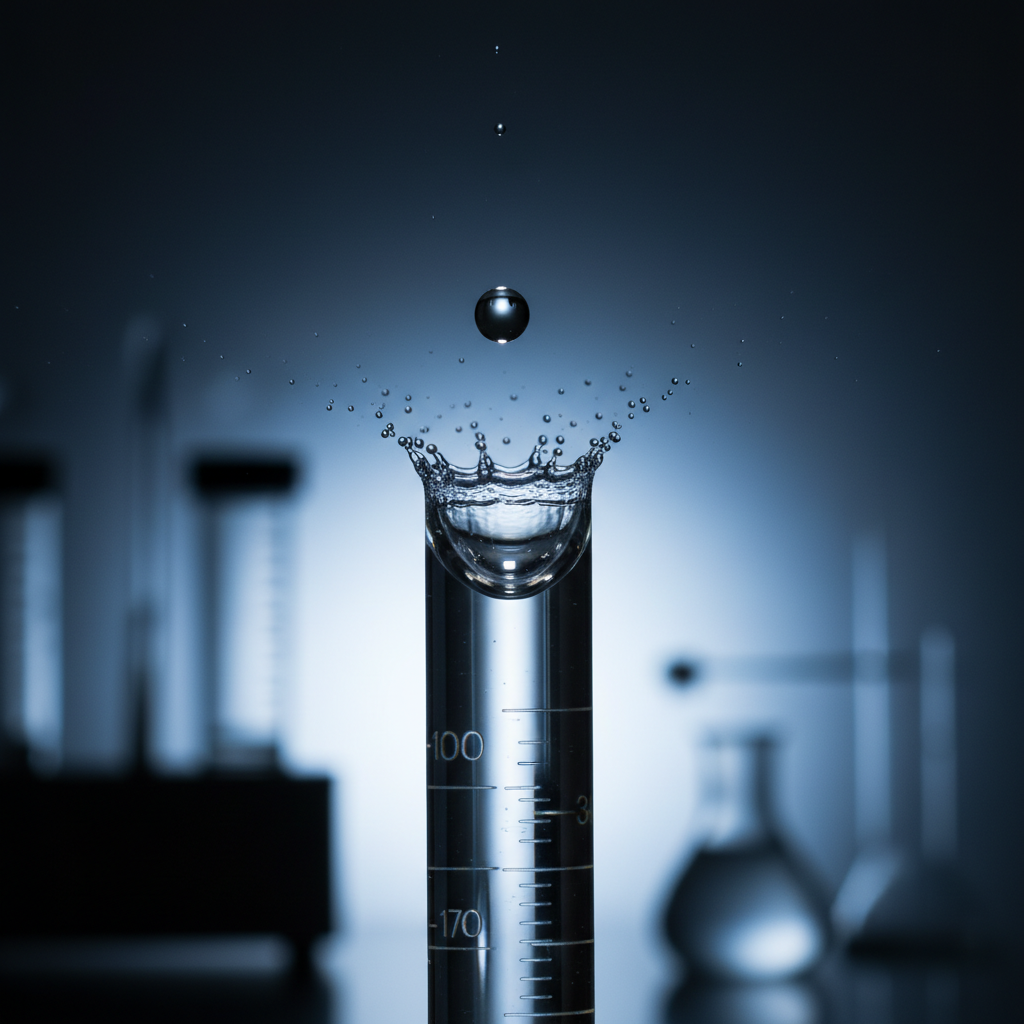 High-speed water drop photography representing HOCl's fluid, mist-like application format